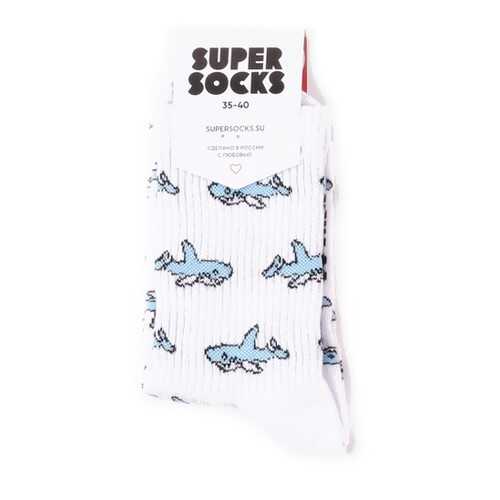 Носки унисекс Super Socks Sharks белые 36-40 в Дикая Орхидея